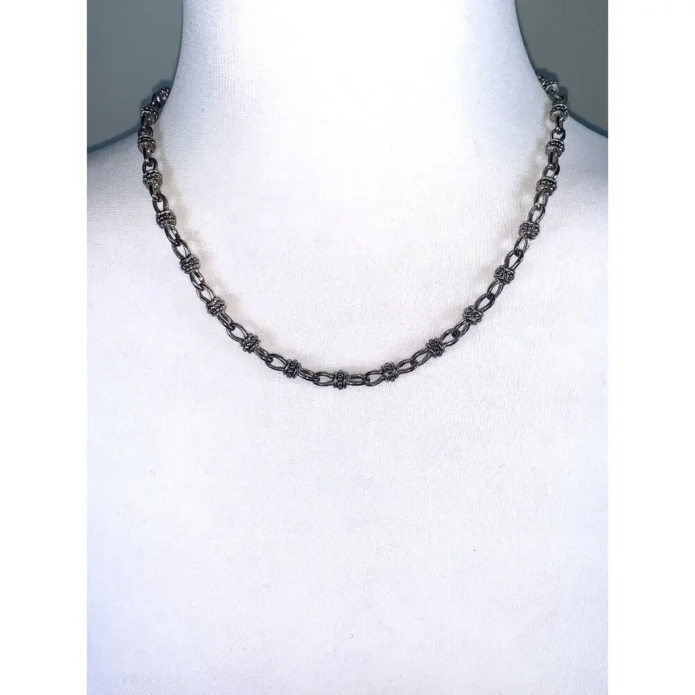 Vintage Premier Designs Silver Tone Bali Style Cable Chain Link Necklace EUC